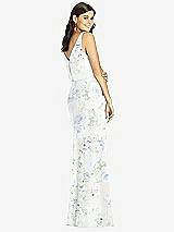 Rear View Thumbnail - Bleu Garden Blouson Bodice Mermaid Dress with Front Slit