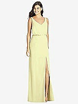 Front View Thumbnail - Butter Yellow Blouson Bodice Mermaid Dress with Front Slit