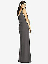 Rear View Thumbnail - Caviar Gray Blouson Bodice Mermaid Dress with Front Slit