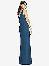 Rear View Thumbnail - Dusk Blue Blouson Bodice Mermaid Dress with Front Slit