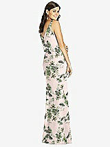 Rear View Thumbnail - Palm Beach Print Blouson Bodice Mermaid Dress with Front Slit