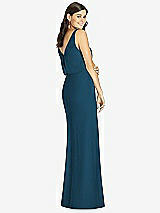 Rear View Thumbnail - Atlantic Blue Blouson Bodice Mermaid Dress with Front Slit