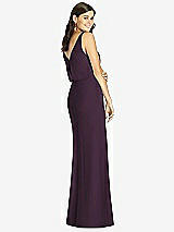 Rear View Thumbnail - Aubergine Blouson Bodice Mermaid Dress with Front Slit