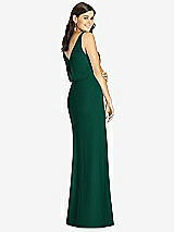 Rear View Thumbnail - Hunter Green Blouson Bodice Mermaid Dress with Front Slit