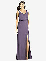 Front View Thumbnail - Lavender Blouson Bodice Mermaid Dress with Front Slit