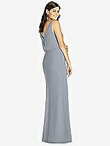 Rear View Thumbnail - Platinum Blouson Bodice Mermaid Dress with Front Slit