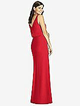 Rear View Thumbnail - Parisian Red Blouson Bodice Mermaid Dress with Front Slit