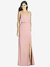 Front View Thumbnail - Rose - PANTONE Rose Quartz Blouson Bodice Mermaid Dress with Front Slit