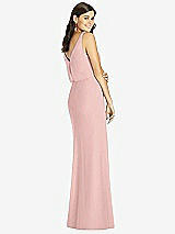 Rear View Thumbnail - Rose - PANTONE Rose Quartz Blouson Bodice Mermaid Dress with Front Slit