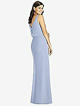 Rear View Thumbnail - Sky Blue Blouson Bodice Mermaid Dress with Front Slit