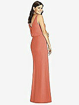 Rear View Thumbnail - Terracotta Copper Blouson Bodice Mermaid Dress with Front Slit