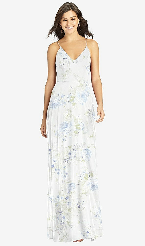 Front View - Bleu Garden Criss Cross Back A-Line Maxi Dress