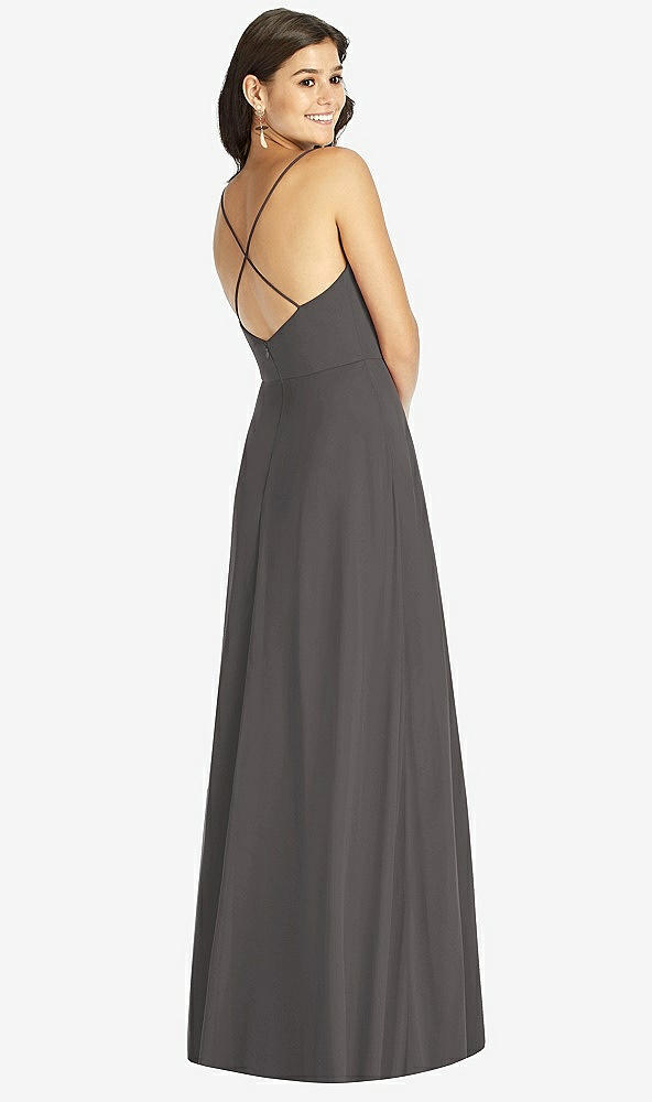 Back View - Caviar Gray Criss Cross Back A-Line Maxi Dress