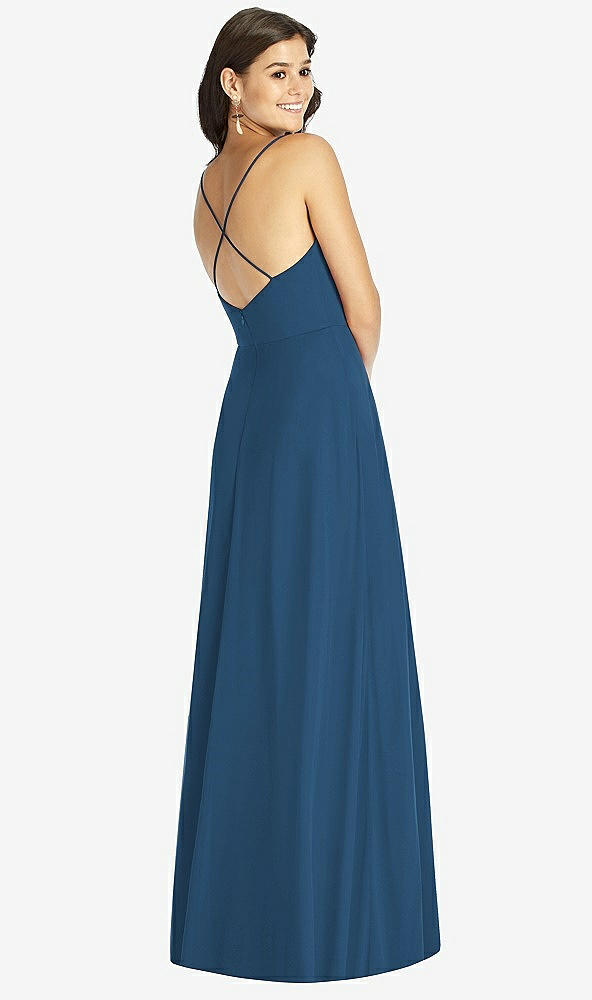 Back View - Dusk Blue Criss Cross Back A-Line Maxi Dress