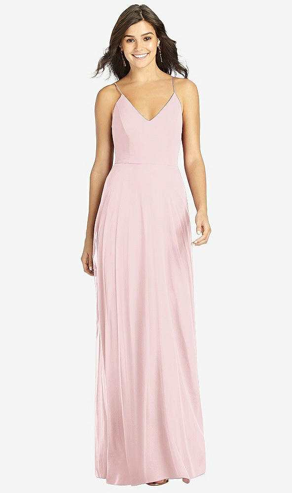 Front View - Ballet Pink Criss Cross Back A-Line Maxi Dress