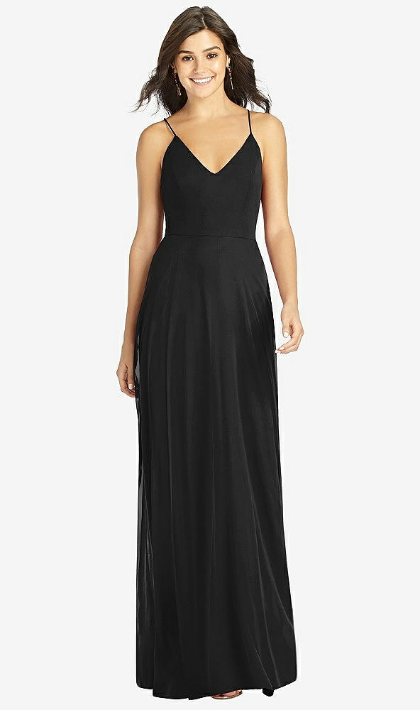 Front View - Black Criss Cross Back A-Line Maxi Dress