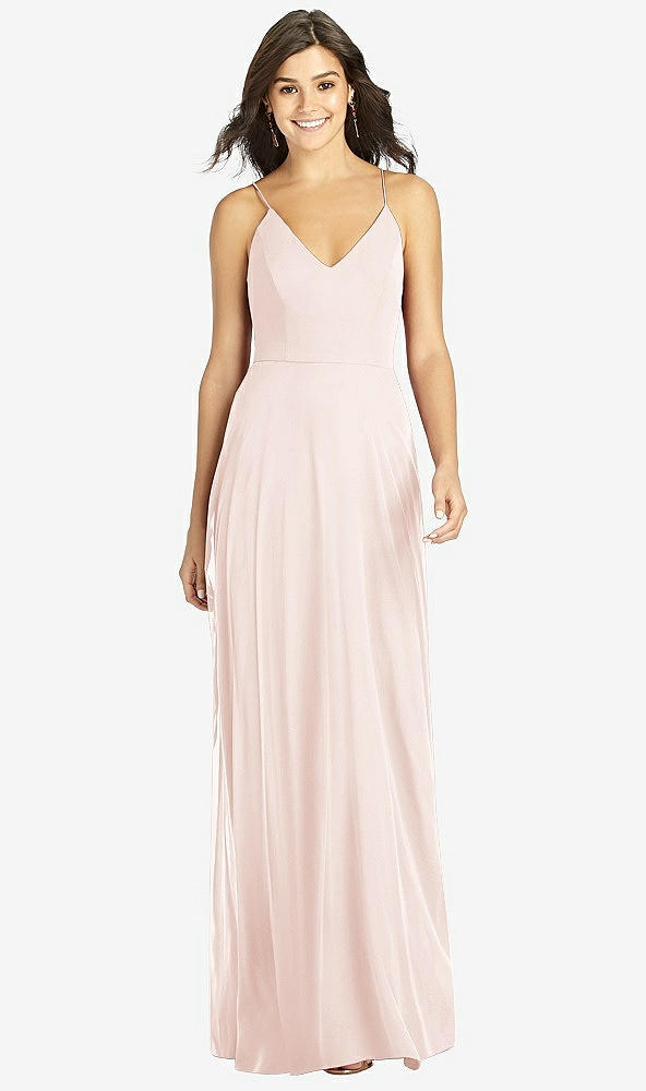 Front View - Blush Criss Cross Back A-Line Maxi Dress