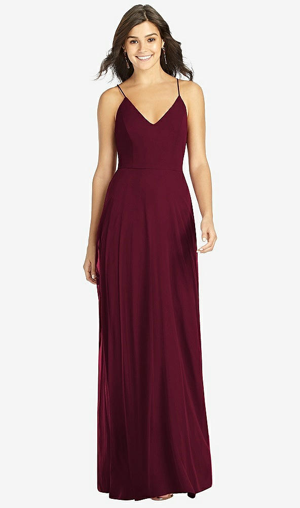 Front View - Cabernet Criss Cross Back A-Line Maxi Dress