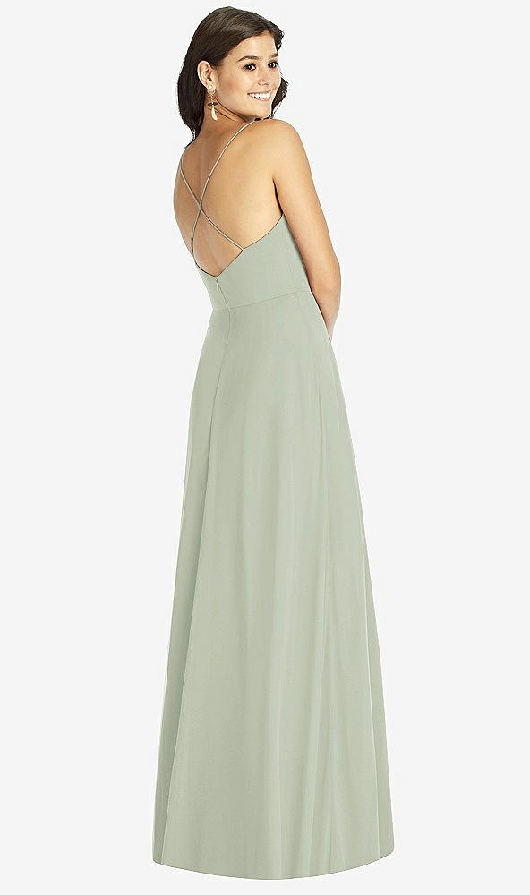 Back View - Celadon Criss Cross Back A-Line Maxi Dress