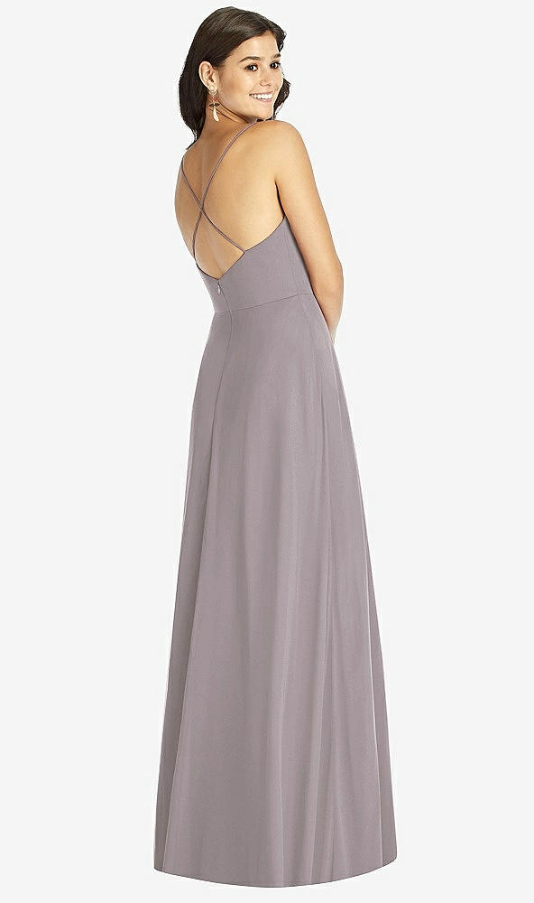 Back View - Cashmere Gray Criss Cross Back A-Line Maxi Dress