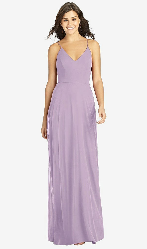 Front View - Pale Purple Criss Cross Back A-Line Maxi Dress