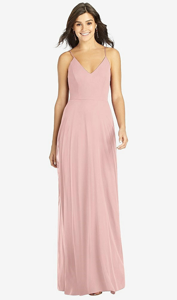 Front View - Rose - PANTONE Rose Quartz Criss Cross Back A-Line Maxi Dress