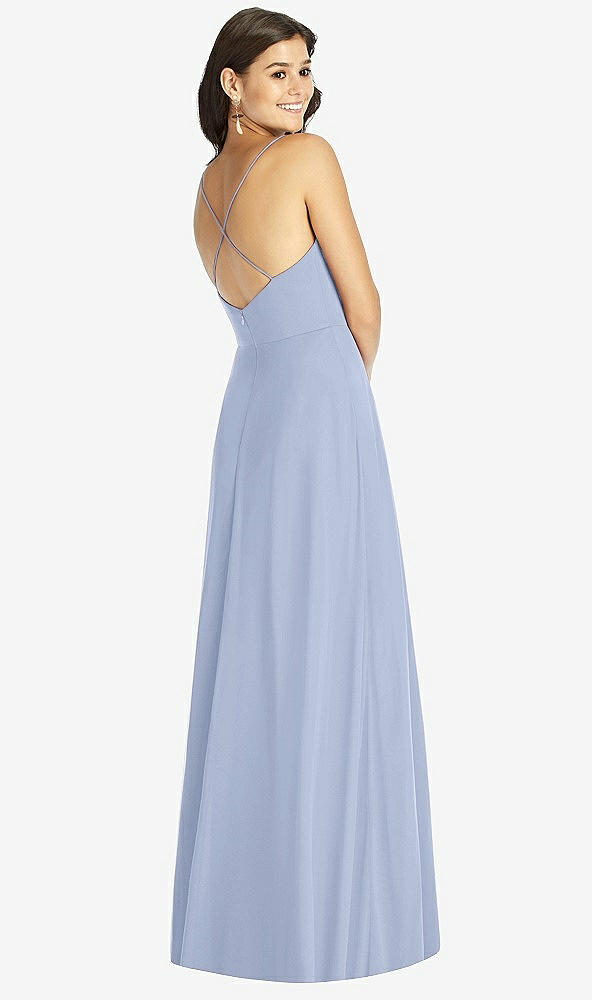 Back View - Sky Blue Criss Cross Back A-Line Maxi Dress