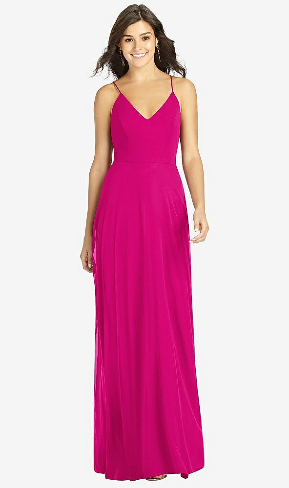 Front View - Think Pink Criss Cross Back A-Line Maxi Dress