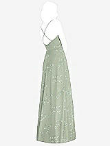 Rear View Thumbnail - Vintage Primrose Sage Criss Cross Back A-Line Maxi Dress