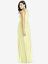 Rear View Thumbnail - Butter Yellow Shirred Skirt Jewel Neck Halter Dress with Front Slit