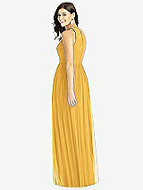 Rear View Thumbnail - NYC Yellow Shirred Skirt Jewel Neck Halter Dress with Front Slit