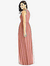 Rear View Thumbnail - Desert Rose Shirred Skirt Jewel Neck Halter Dress with Front Slit