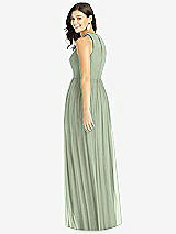 Rear View Thumbnail - Sage Shirred Skirt Jewel Neck Halter Dress with Front Slit