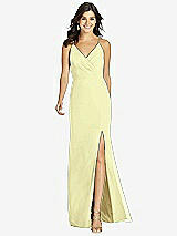 Front View Thumbnail - Butter Yellow Criss Cross Back Mermaid Wrap Dress