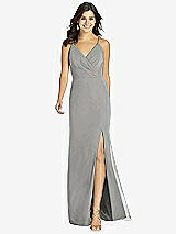 Front View Thumbnail - Chelsea Gray Criss Cross Back Mermaid Wrap Dress