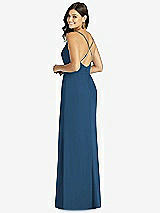 Rear View Thumbnail - Dusk Blue Criss Cross Back Mermaid Wrap Dress