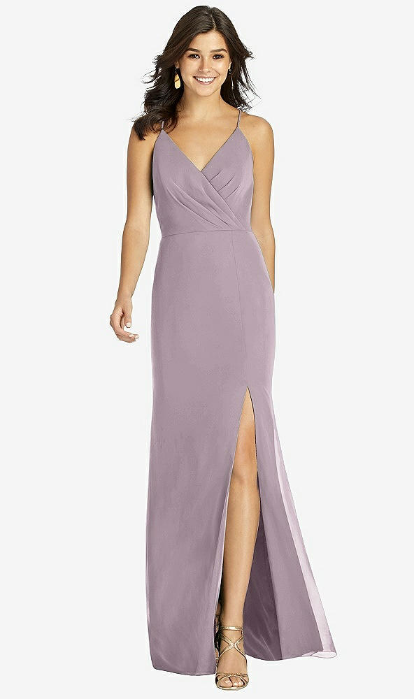 Front View - Lilac Dusk Criss Cross Back Mermaid Wrap Dress