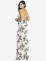 Rear View Thumbnail - Palm Beach Print Criss Cross Back Mermaid Wrap Dress