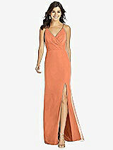 Front View Thumbnail - Sweet Melon Criss Cross Back Mermaid Wrap Dress