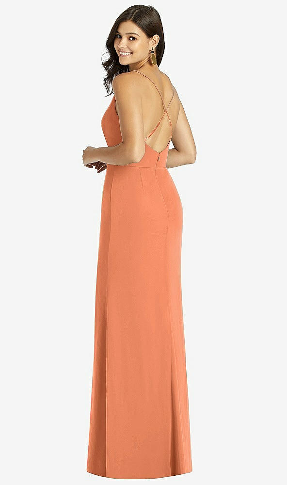 Back View - Sweet Melon Criss Cross Back Mermaid Wrap Dress