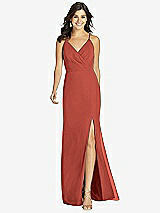 Front View Thumbnail - Amber Sunset Criss Cross Back Mermaid Wrap Dress