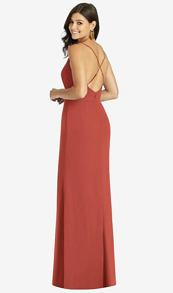 Back View - Amber Sunset Criss Cross Back Mermaid Wrap Dress