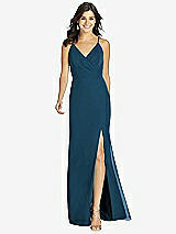 Front View Thumbnail - Atlantic Blue Criss Cross Back Mermaid Wrap Dress