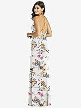 Rear View Thumbnail - Butterfly Botanica Ivory Criss Cross Back Mermaid Wrap Dress