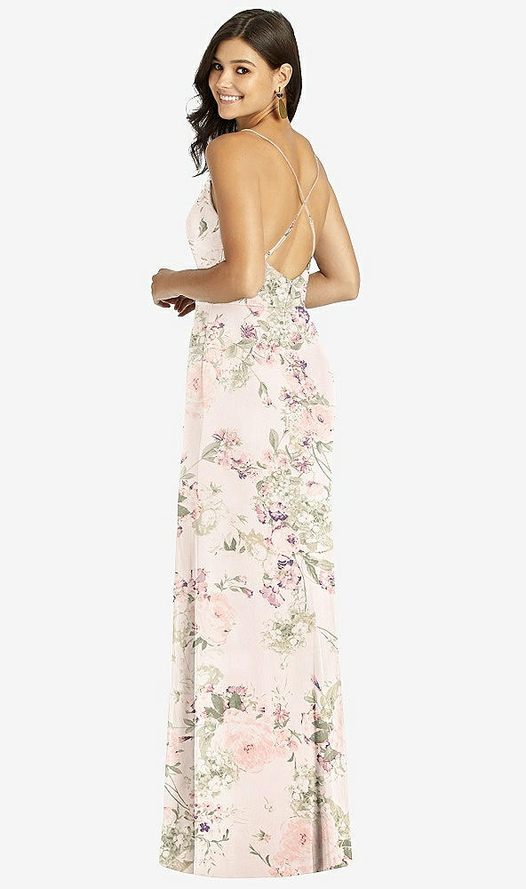 Back View - Blush Garden Criss Cross Back Mermaid Wrap Dress