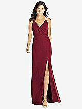 Front View Thumbnail - Burgundy Criss Cross Back Mermaid Wrap Dress