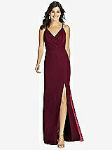 Front View Thumbnail - Cabernet Criss Cross Back Mermaid Wrap Dress