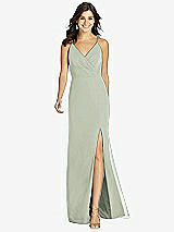 Front View Thumbnail - Celadon Criss Cross Back Mermaid Wrap Dress