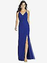 Front View Thumbnail - Cobalt Blue Criss Cross Back Mermaid Wrap Dress