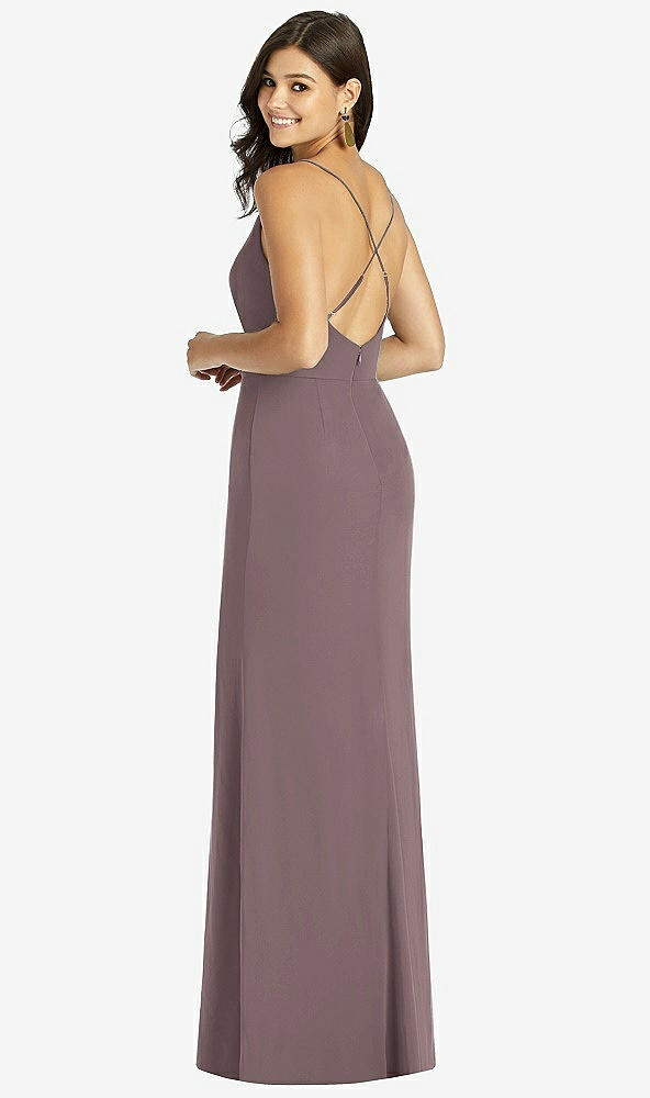 Back View - French Truffle Criss Cross Back Mermaid Wrap Dress